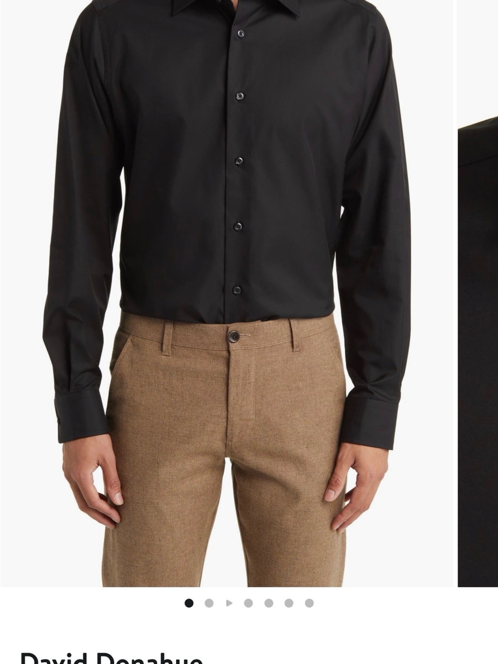 David Donahue Men's Black Long-Sleeve Dress Shirt